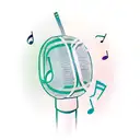 A microphone with musical notes swirling around it tattoo design idea