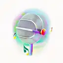 A microphone with musical notes swirling around it tattoo design idea