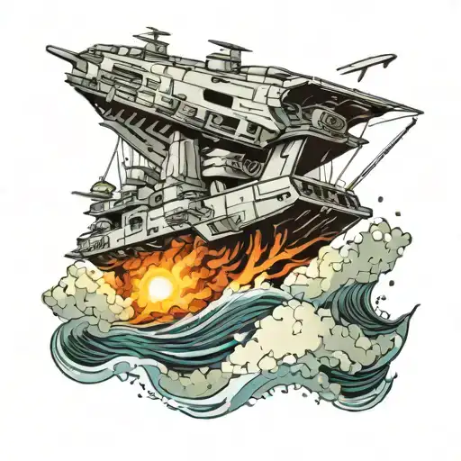 VCX-100 Star Wars ship sailing through stormy tattoo design idea