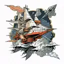 VCX-100 Star Wars ship sailing through stormy tattoo design idea