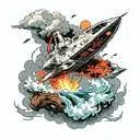 VCX-100 Star Wars ship sailing through stormy tattoo design idea