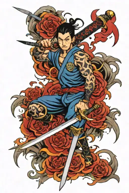 warriors lightning sword  tattoo design idea