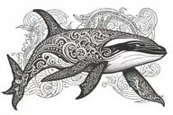 killer whale puppet controled by hand tattoo design idea