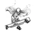 ghost rollerskating tattoo design idea