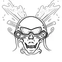 ghost rollerskating tattoo design idea