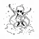 sheet ghost rollerskating tattoo design idea