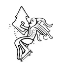 sheet ghost rollerskating tattoo design idea