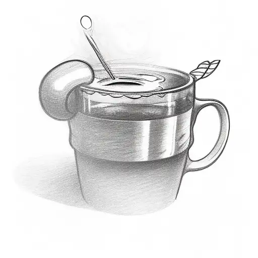 winnie the pooh sitting in a coffee mug tattoo design idea