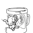 minimalistic Winnie the Pooh sitting on a coffee mug tattoo design idea