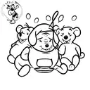 minimalistic Winnie the Pooh sitting on a coffee mug tattoo design idea