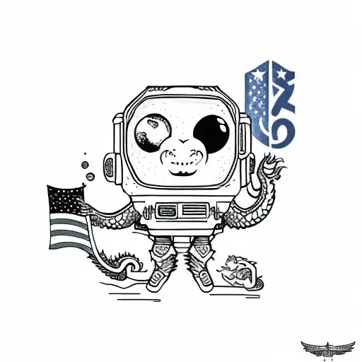 space monkey riding a dragon tattoo design idea