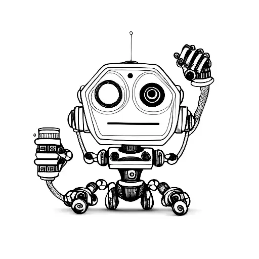 robot monkey tattoo design idea