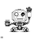 robot monkey tattoo design idea