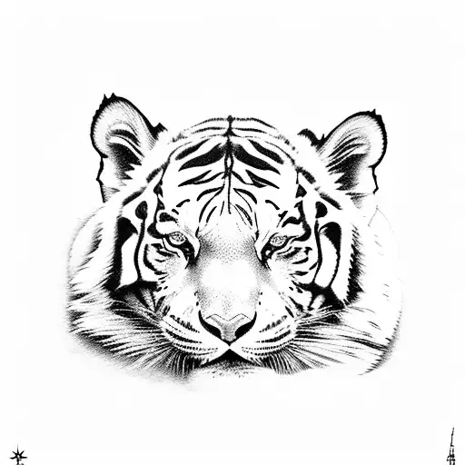 Mama white tiger protecting her 3 white tiger cubs tattoo design idea