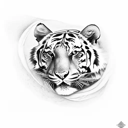 Mama tiger protecting her 3 cubs tattoo design idea