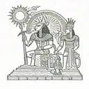 Osiris and Sun God "Ra" With Clouds and Flames  tattoo design idea
