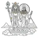 Osiris and Sun God "Ra" With Clouds and Flames  tattoo design idea