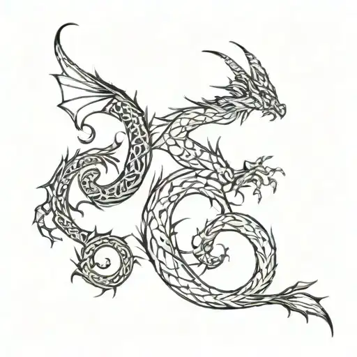 Incorporate musical notes into a minimalist design of a dragon tattoo tattoo design idea
