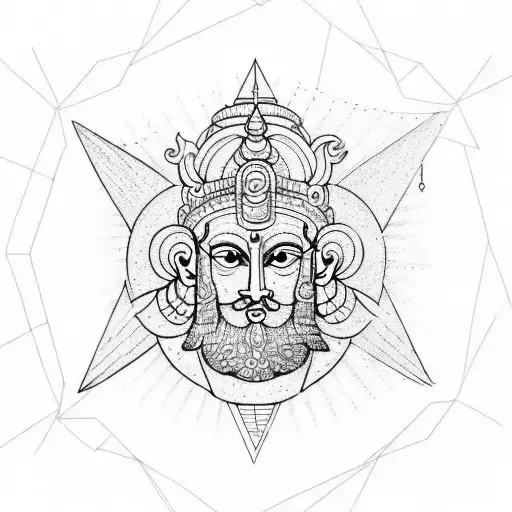 geometrical Brahma god tattoo design idea