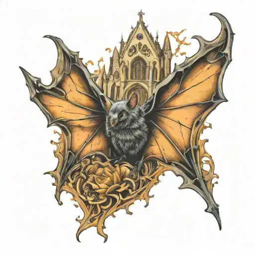 Cathedral bat  tattoo design idea