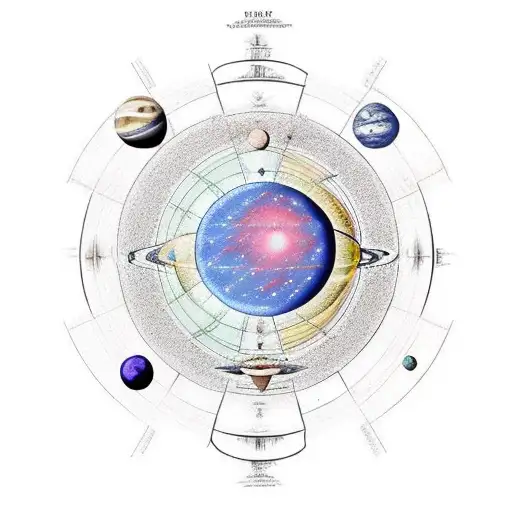 Celestial alignment of the solar system tattoo design idea