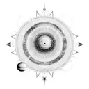 Celestial alignment of the solar system tattoo design idea