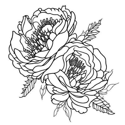 algo que lembre a banda bts, com flores de peonia, baleia julbarte, borboletas tattoo design idea
