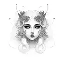 Mujer con alas dando teta a un bebe. tattoo design idea