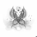 Mujer con alas dando teta a un bebe. tattoo design idea