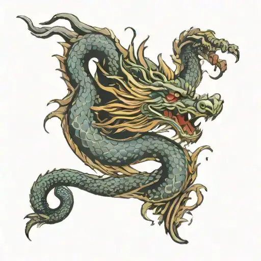 korean dragon that wraps around the tricep with a ying-yang in it tattoo design idea