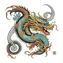 korean dragon that wraps around the tricep with a ying-yang in it tattoo design idea