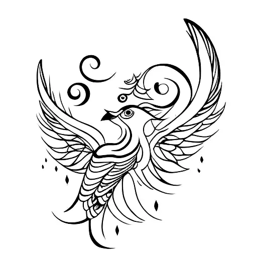 Hirondelle avec une plume et un soleil  tattoo design idea