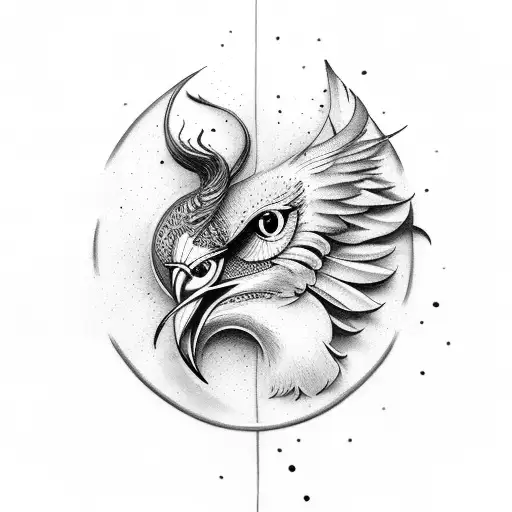 Hirondelle avec une plume et un soleil  tattoo design idea