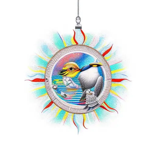 Hirondelle  et un soleil  tattoo design idea