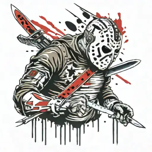 Jason Voorhees holding a knife tattoo design idea