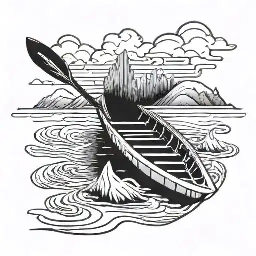 Canoe in water tattoo design idea