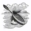 Canoe in water tattoo design idea
