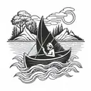 Canoe in water tattoo design idea