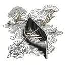 Canoe in water tattoo design idea
