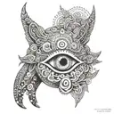 An intricate tattoo combining elements of Mahadev's third eye and Shivi's favorite animal tattoo design idea