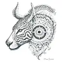 An intricate tattoo combining elements of Mahadev's third eye and Shivi's favorite animal tattoo design idea