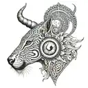 An intricate tattoo combining elements of Mahadev's third eye and Shivi's favorite animal tattoo design idea