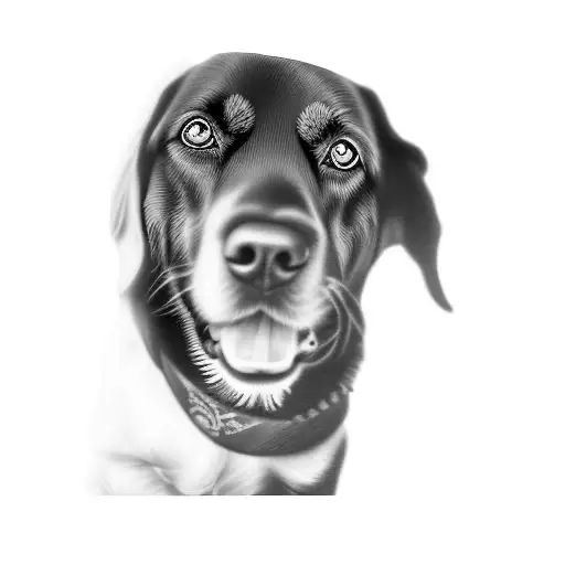 a black dog with a red bandana tattoo design idea