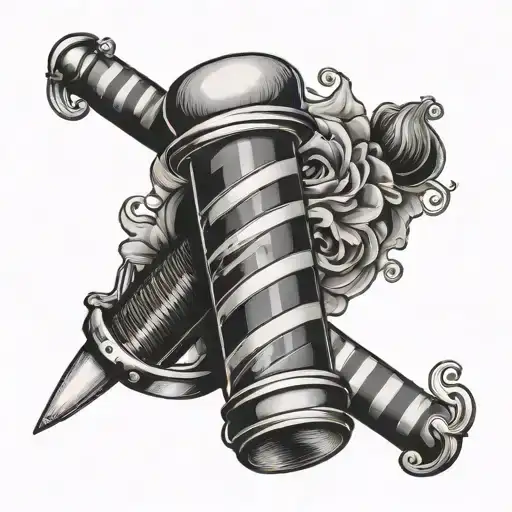 barber pole tattoo design idea