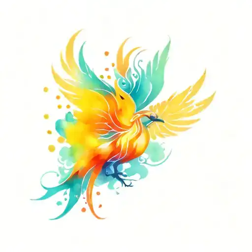 phoenix colorful abstract tattoo design idea