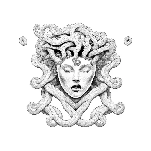 medusa and meander tattoo design idea