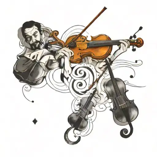 minimalist tattoo design for 3 brothers who are a violinist, flutist and guitarist tattoo design idea