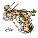 minimalist tattoo design for 3 brothers who are a violinist, flutist and guitarist tattoo design idea