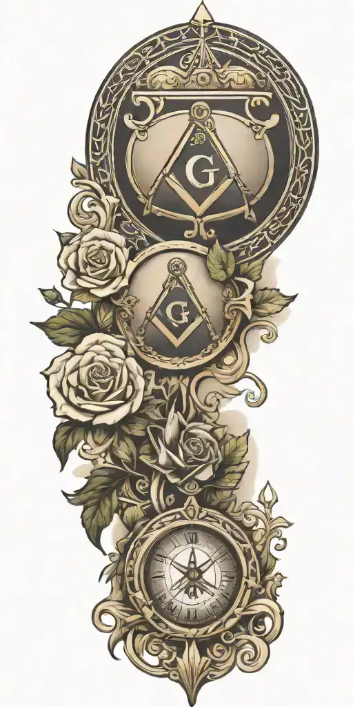 Incorporate Freemasonry symbols like the square and compass into a rugby-themed tattoo design tattoo design idea