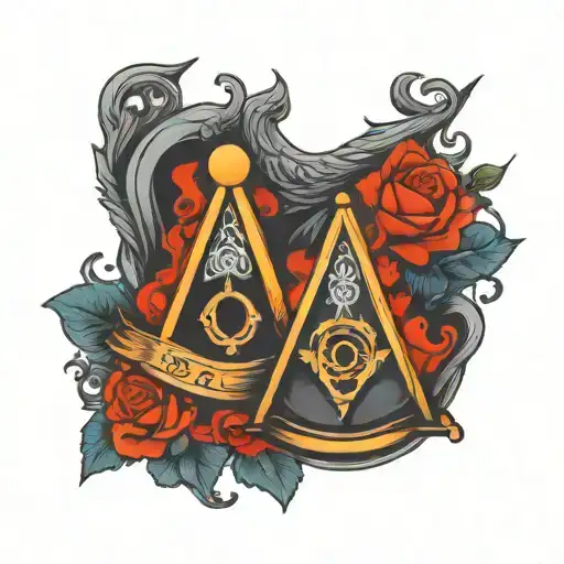 square and compass freemansonry tattoo design idea